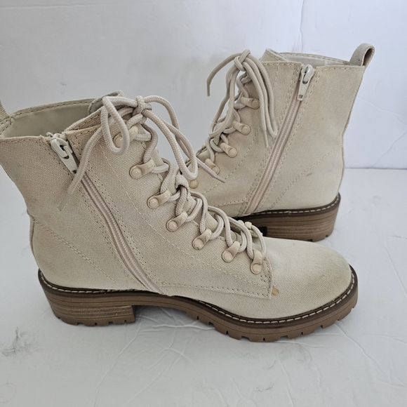 Universal Thread Cream Lace Up Combat Boot Easy Zip Size 8.5 M - Picture 3 of 8